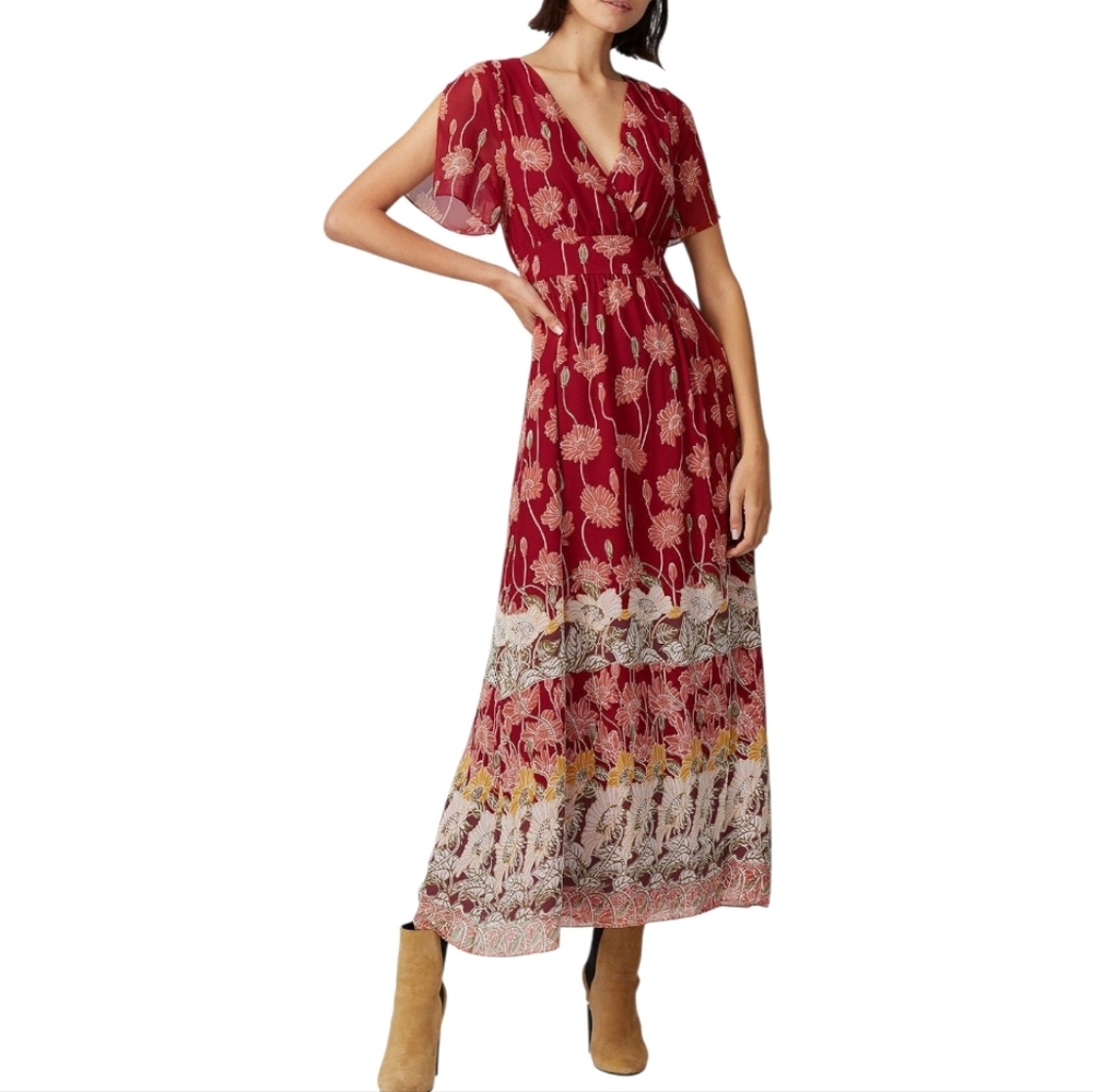 Madewell Tulip Sleeve Tall Sunflowers Maxi Dress Size 6 Autumn Floral